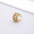 Shangjie OEM Anillo Dernier anneaux ajustés ouverts Hip Hop Diamond Crystal Rague Bijoux de doigt plaqué or coloré zircon Gold